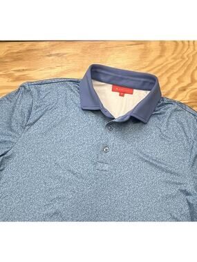 Redvanly Polo Shirt Mens Medium Blue Short Sleeve Golf Floral Performance Tennis